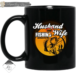 husband and wife fishing partners for life black mugs, custom coffee mugs, personalised gifts