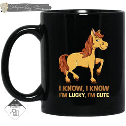 i know i'm lucky i'm cute horse mugs, custom coffee mugs, personalised gifts