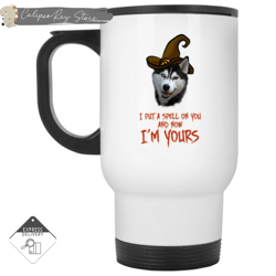 i put a spell on you husky travel mugs, custom coffee mugs, personalised gifts