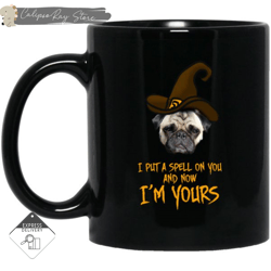 i put a spell on you pug mugs, custom coffee mugs, personalised gifts