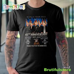 def leppard 45th anniversary 1977 2022 signature thank you for the memories world tour 2022 t-shirt