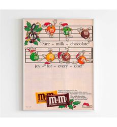 M&M's Christmas 1985 Advertising Poster, 80s Style Print,