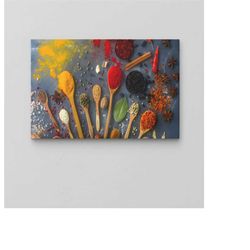 healthy food canvas print / spices canvas / kitchen wall art / food art decor / extra large wall art / oversize framed w