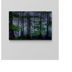 nature art canvas / forest tree print canvas / bohemian style wall decor / pine art / tree wall art / extra large framed