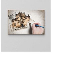 church wall art / christian religion / religious places canvas / cityscape wall art / extra large wall art / landscape c