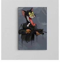 tom and jerry wall art / cartoon cat poster / banksy wall decor / comic book canvas / extra large canvas / popular wall