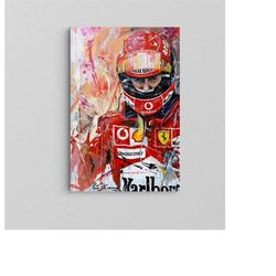 michael schumacher f1 canvas poster / man cave / f1 wall art / f1 decor / bedroom wall decor / sports wall art / formula