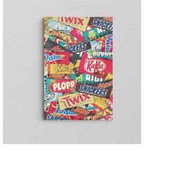 milk chocolate wall art / kitchen wall decor / snickers art / twix / extra large canvas / candy print poster / popular c