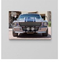 ford mustang wall art / mustang canvas / oil painting canvas / blue car poster / vintage car / popular wall decor / tren