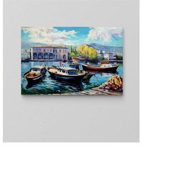 istanbul travel print / istanbul art / oil paint decor / turkey istanbul landscape canvas / printable city poster / popu