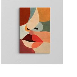 abstract love canvas painting / couple love canvas / romantic wall decor / kiss canvas / extra large wall art / framed w