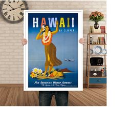 hawaii travel poster - home decor bedroom print wall art fun print retro poster bar art alcohol kitchen art classic prin
