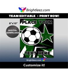 Personalized Forest Green Soccer Poster, Locker Sign, Hotel