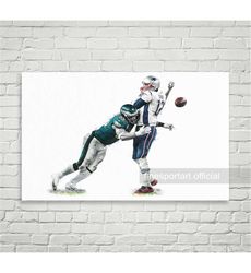 brandon graham vs tom brady philadelphia poster, canvas,