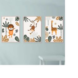 printable nursery art, a sizes up to a1, safari nursery wall prints, nursery wall art, set of 3 posters, digital downloa