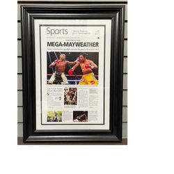 2015 Floyd Mayweather Def Manny Pacquiao To Remain Undefeated At 48-0 Framed Front Page Newspaper Print