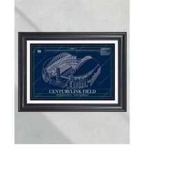 seattle seahawks lumen field stadium blueprint football print