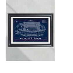 new england patriots gillette stadium blueprint football print