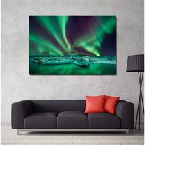 northern lights canvas wall art,northern lights print,skandinav wall art,modern wall decor,living room wall decor,fashio