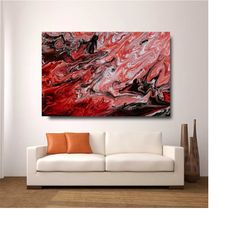 red black marble canvas wall art,abstract wall print,red marble wall art,modern wall decor,black marble print art,fashio