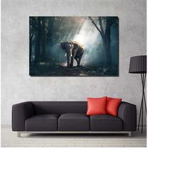 alone elephant poster wall art canvas print,alone elephant print,wild life canvas art,animal canvas print,animal print,w