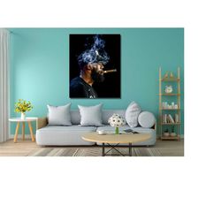 lebron james smoking poster art,lebron james print art,lebron james canvas wall art,basketball poster,ready to hang,man