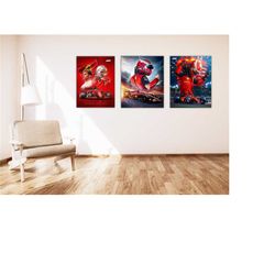 set of 3 charles leclerc poster print art,leclerc wall art canvas,formula 1 one poster arts,racing wall arts,formula 1 l