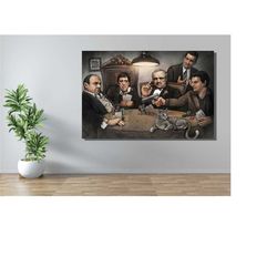 Famous Gangsters Canvas Wall Art,Gangsters Canvas Print Home Decor,Office Decor,The Godfather Art,Large Canvas Wall Deco