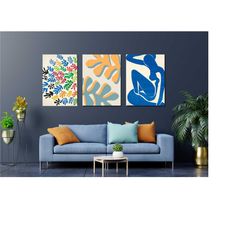 set of 3 henri matisse abstract painting canvas wall art,henri matisse abstract vintage poster print art canvas,museum e