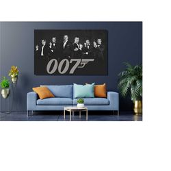 james bond poster art,james bond canvas print,james bond canvas wall art,all the bonds wall art,man cave wall decor,movi