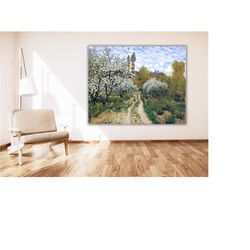 claude monet apple trees in blossom painting wall art,apple trees wall art decor,claude monet canvas art,modern wall dec