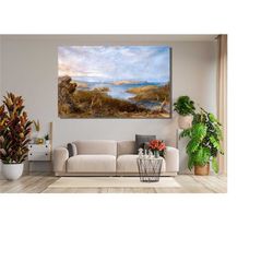 landscape canvas wall art,landscape wall decor,pine tree and lake landscape wall art,modern wall art,housewarming gifts,