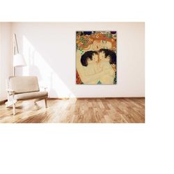 gustav klimpt mother and twins poster print art canvas,gustav klimt art,famous paintings,modern wall art,vintage poster