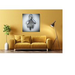 silver praying wall art print,silver 3d effect canvas wall art,3d effect wall decor,housewarming gifts,abstract wall art