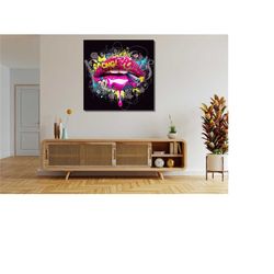 pop art lips street graffiti canvas wall art,street painting wall art,lips posters prints wall art,banksy canvas wall ar