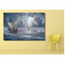 lord jesus on water print art,jesus canvas wall art decor,dinning room wall decor,christian wall art decor,lord jesus ca