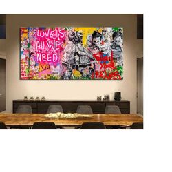 banksy love is all we need poster print,love is all we need banksy graffiti wall art,love is all we need,street wall art