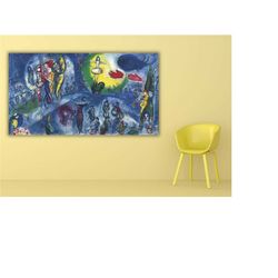 marc chagall dance canvas wall art,modern canvas exhibition poster,surrealism wall decor,reproduction prints,modern canv