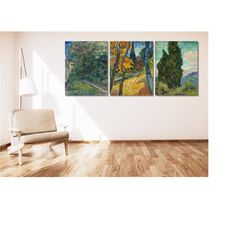 set of 3 van gogh landscape poster/canvas wall art,vincent van gogh poster art print,van gogh museum exhibition poster a