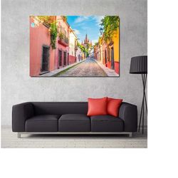 san miguel mexico cityscape print,mexico canvas wall art,architecture wall art,contemporary art,modern trendy wall decor