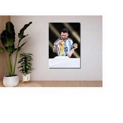 messi world cup poster print,lionel messi canvas,lionel messi wall art,sports room decor,football fan gift,football wall
