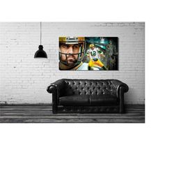 aaron rodgers canvas wall art,aaron rodgers poster,aaron rodgers print art canvas,kids gift,green bay packers wall art,m