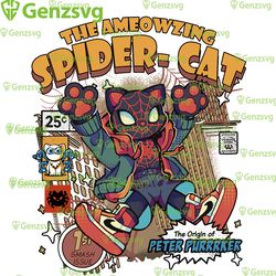 ameowzing spider cat tshirt amazing spider superhero png, spider punk png, no way home png, spider cat png