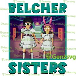 belcher sisters classic horror movie png, tina & louise belcher halloween png, bobs burgers halloween png