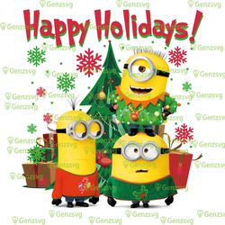 happy holidays minions t-shirt, minion santa claus and reindeer tshirt, merry christmas lights minion tshirt