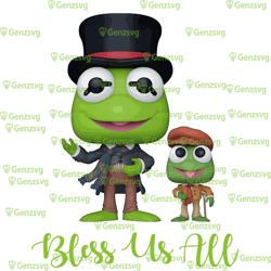 retro kermit the frog and tiny tim bless us all t-shirt, muppet christmas carol party, holiday trip tshirt
