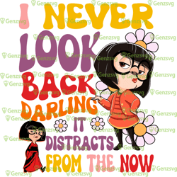 retro edna mode never look back darling it distracts from the now tshirt, edna incredibles tshirt