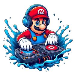 super mario clipart, dj super mario png, super mario dj clipart, transparent design,svg