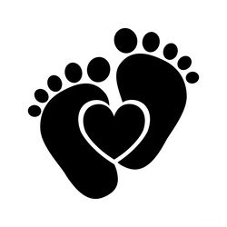 baby footprint, heart shaped footprint, baby feet, black and white, instant digital download, svg, png, jpeg