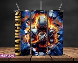 los angeles chargers cracked holetumbler wraps, , nfl logo,, nfl sports, nfl design png, design by mon ami  09